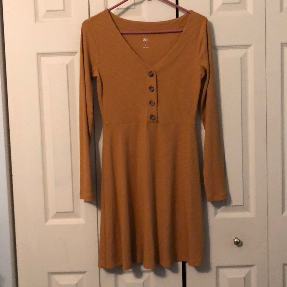 Mustard color long sleeve dress
